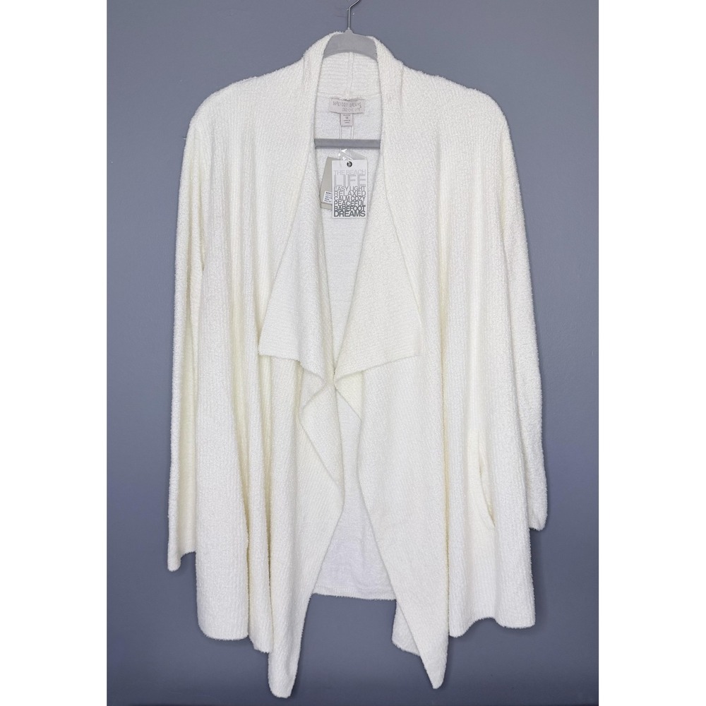 Barefoot Dreams CozyChic Ribbed Island Wrap Cardigan Womens 1X Petite Pearl Open - Picture 13 of 14